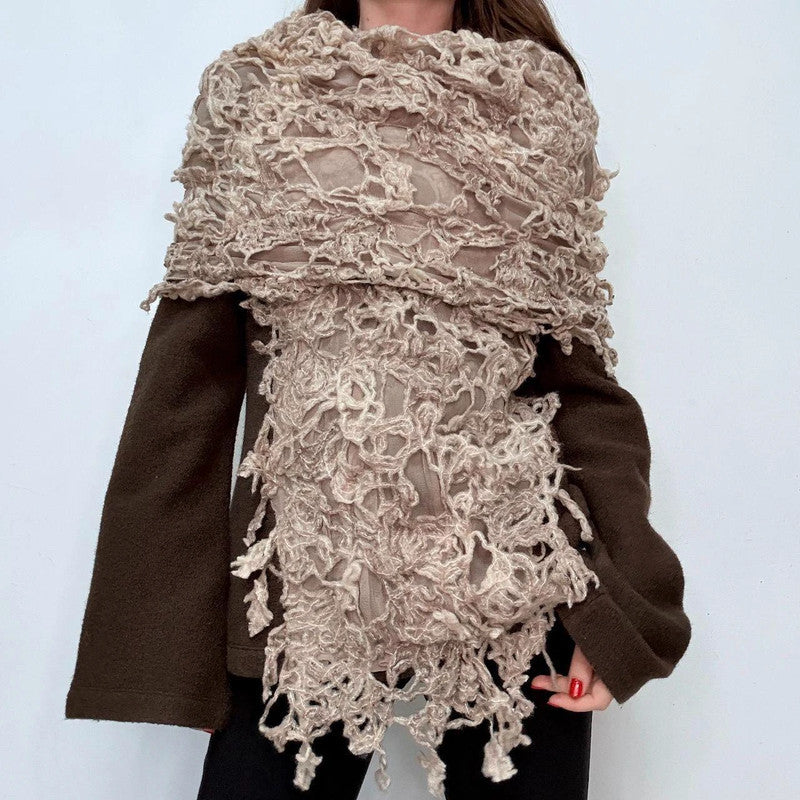 distressed flared wool cashe jumper