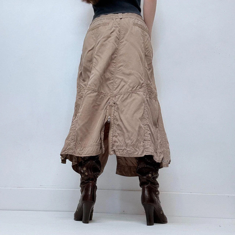 tan cargo maxi skirt