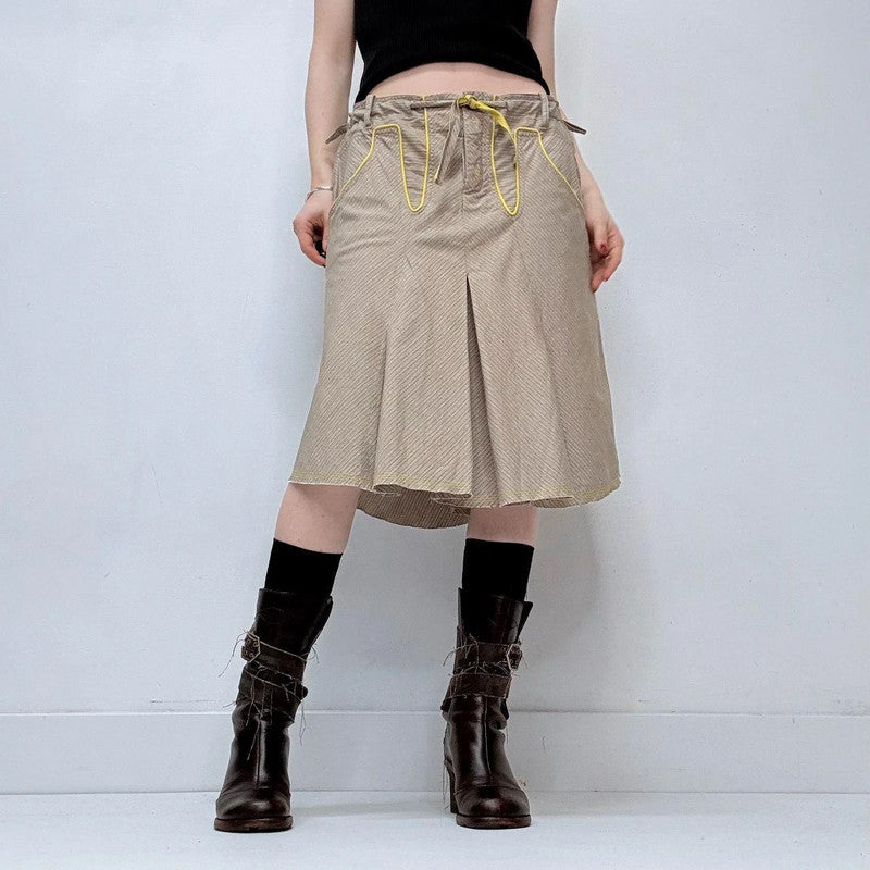 pinstripe pleated midi skift