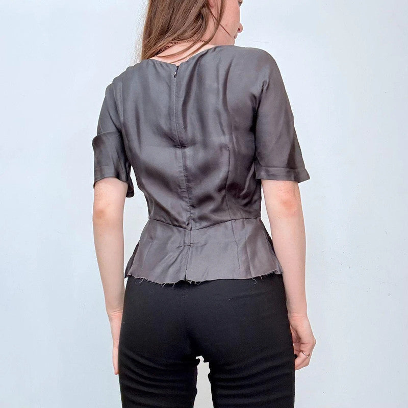 Prada silk peplum flutter top
