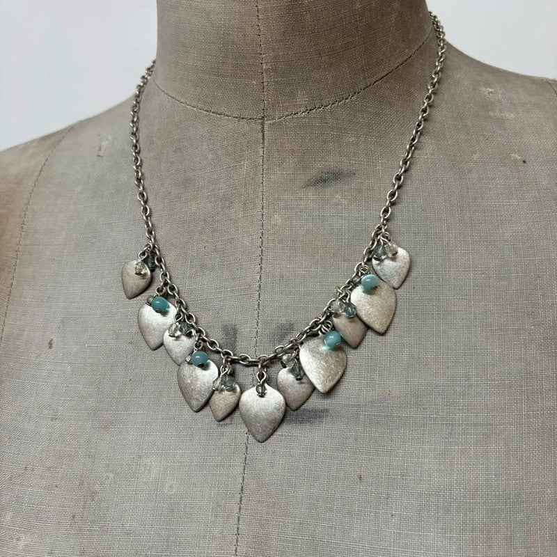 metal silver love heart necklace