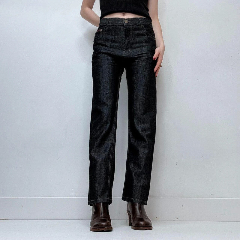 dark denim salvage wash fitted jeans