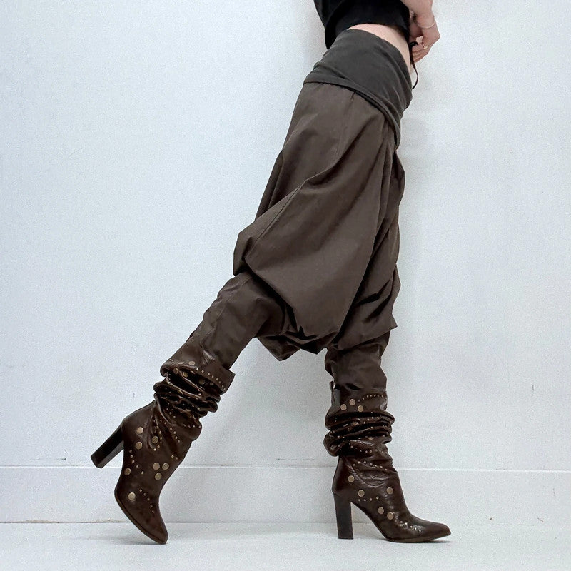 Cop Copine brown drop waist batwing slouchy trousers