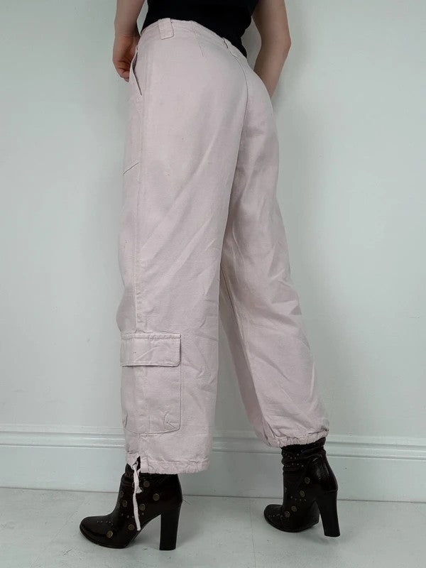 pink wide leg cropped capri pants