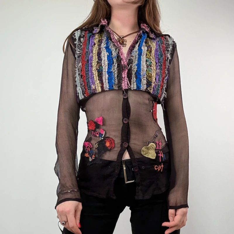 Desigual embroidered Sheer Shirt