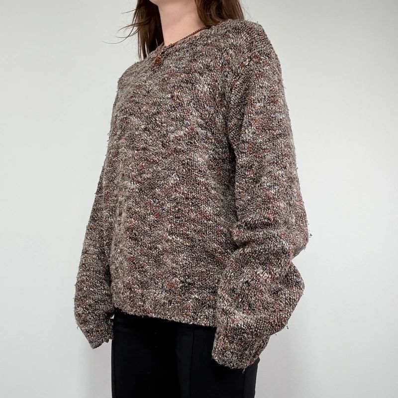 brown chunky knitted oversized jumper