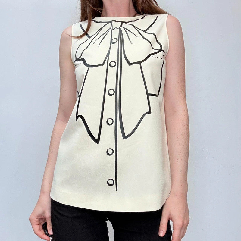 cream Moschino Bow printed twee vest