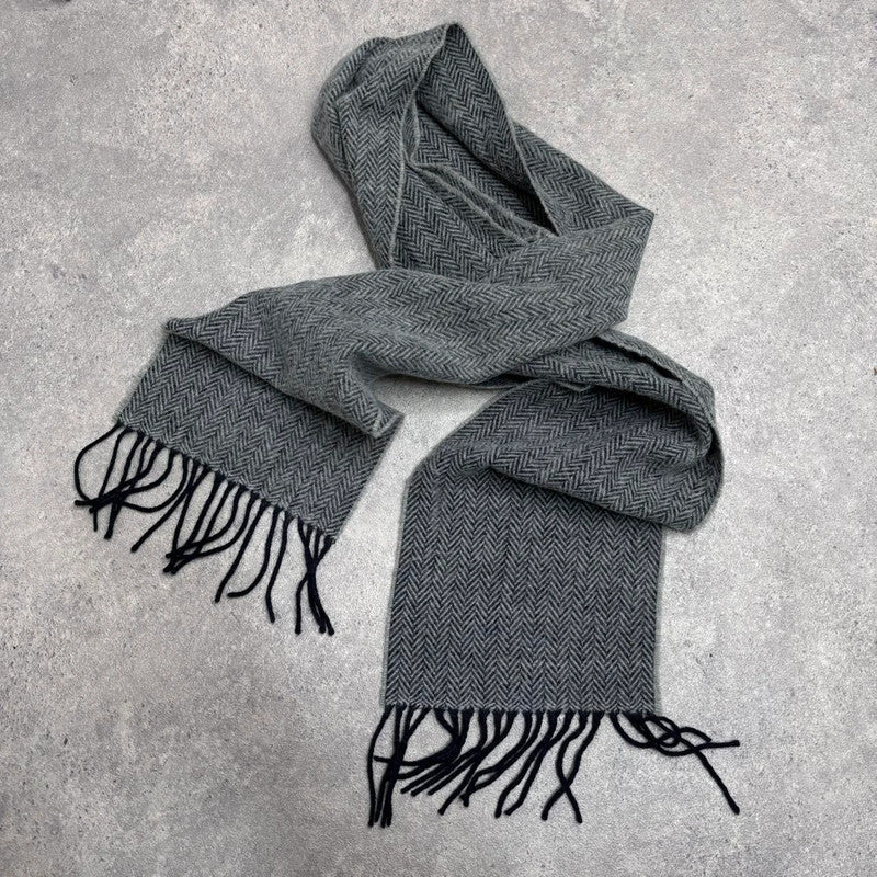 soft grey wool knit scarf