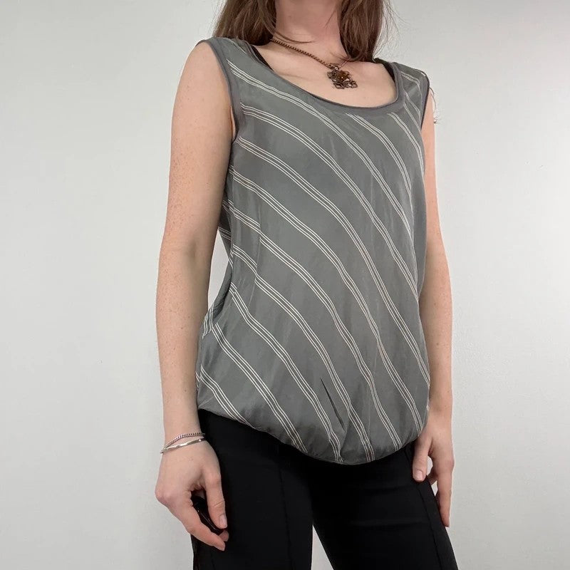 pinstripe silk slouchy grey vest top