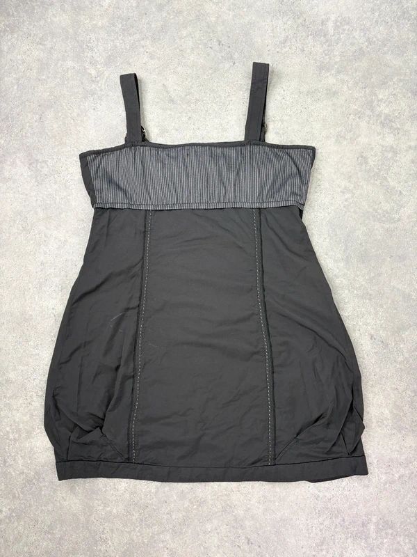 black grunge utility stuctured midi dress