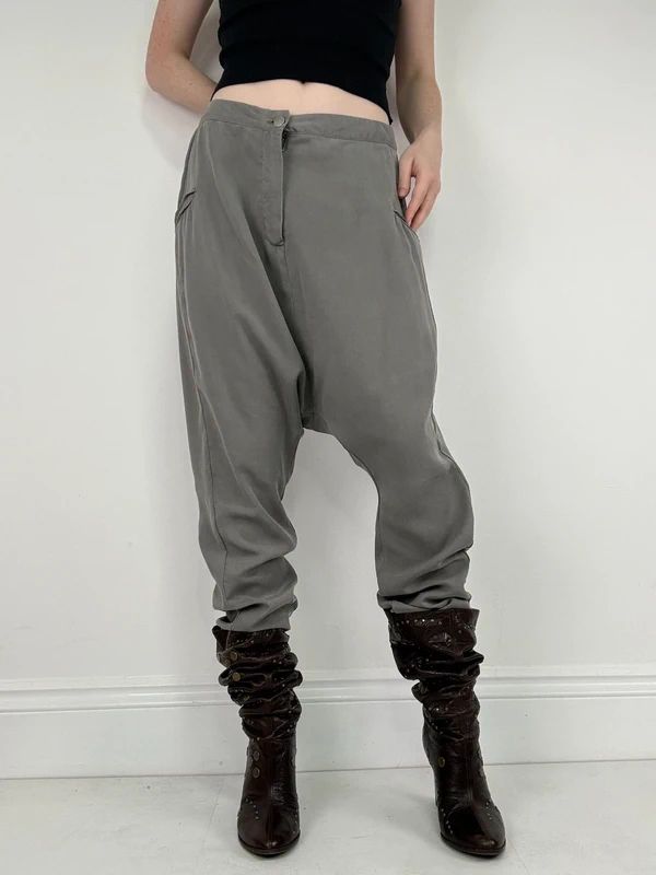 Silver slinky harem pants batwing trousers