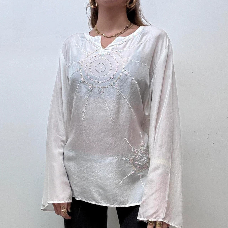 white floaty flared fairy shirt