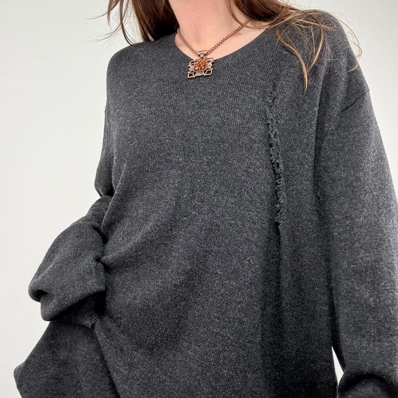 dark grey oversized wool knit