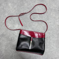 leather red and black crossbody bag