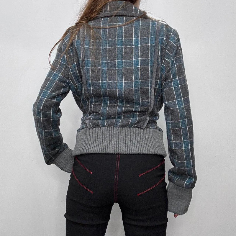wool checked asymmetric coat