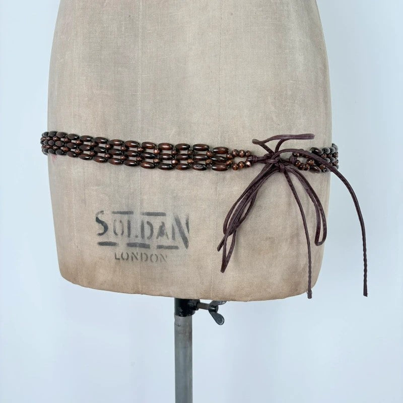 Brown beaded waist chain belt