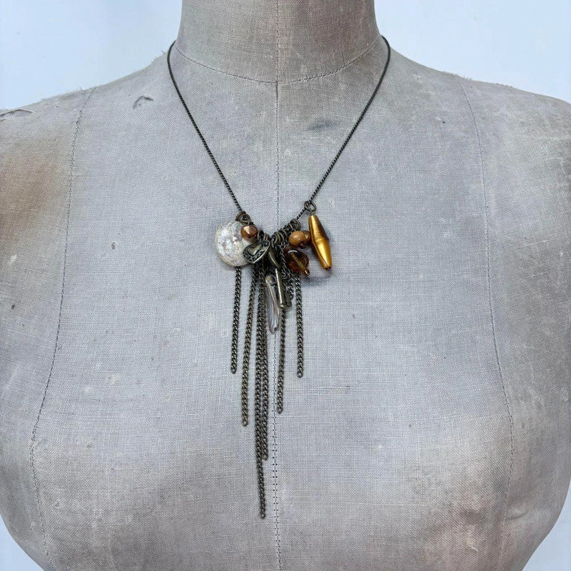 boho hanging bead necklace