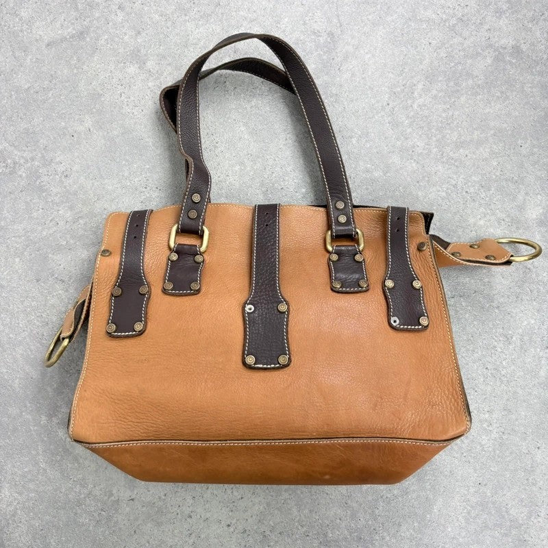 Tan leather Y2K buckle city handbag