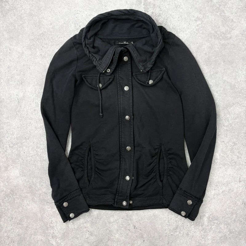 Black high neck funnel jacket