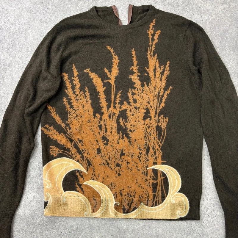 brown earthy graphic printed Y2K jumper