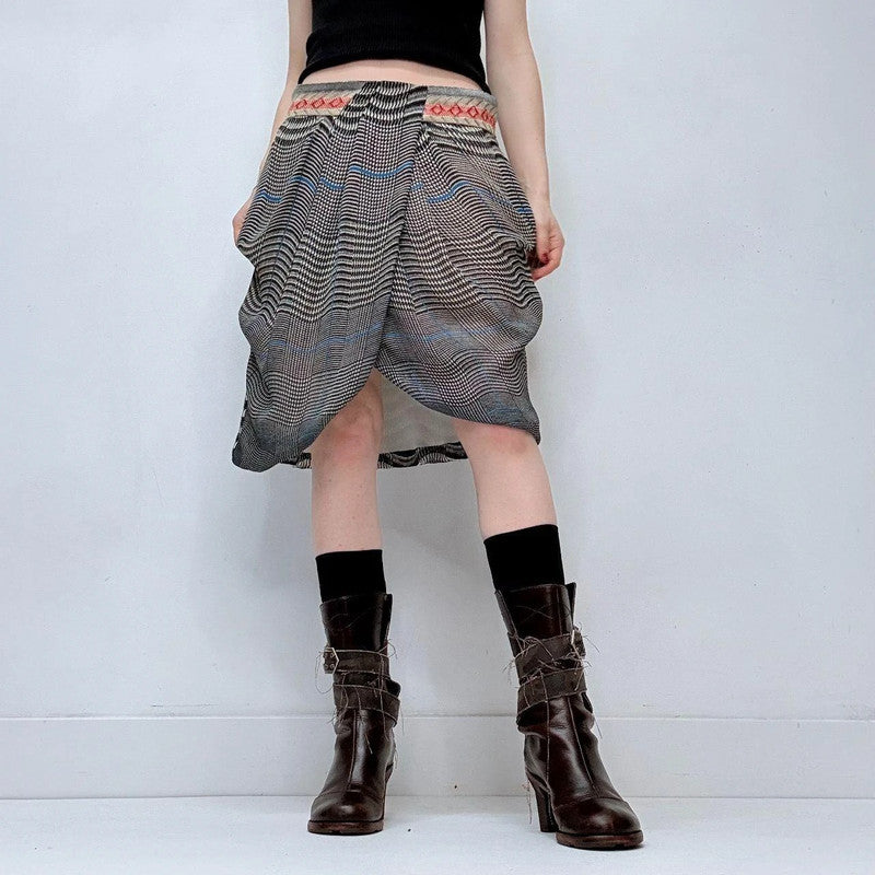 pinstripe checked puff skirt
