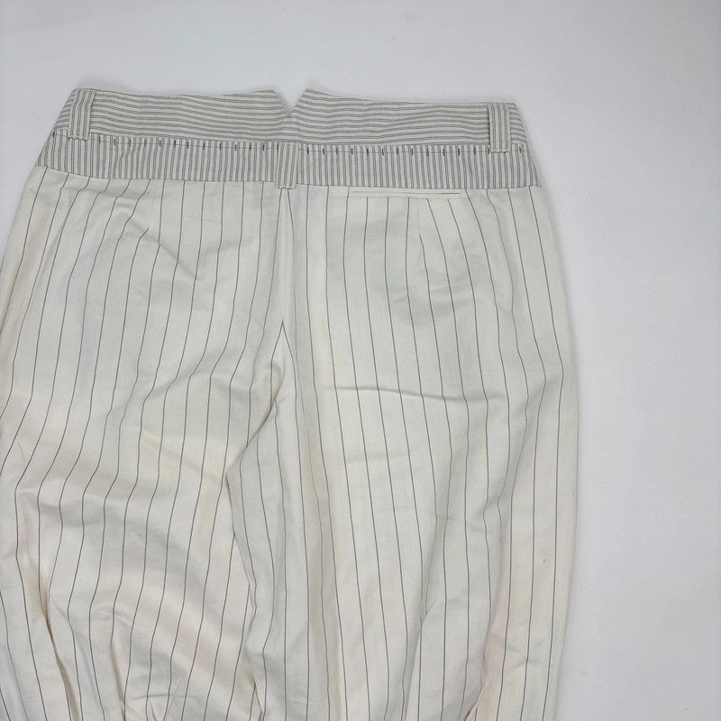 pleated pinstripe cropped cuffed trousers
