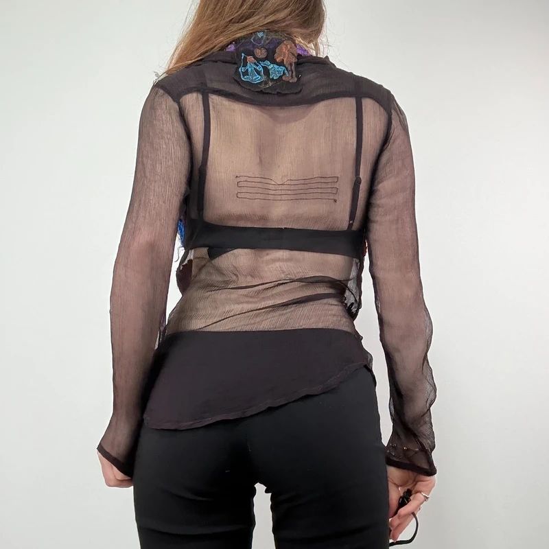 Desigual embroidered Sheer Shirt