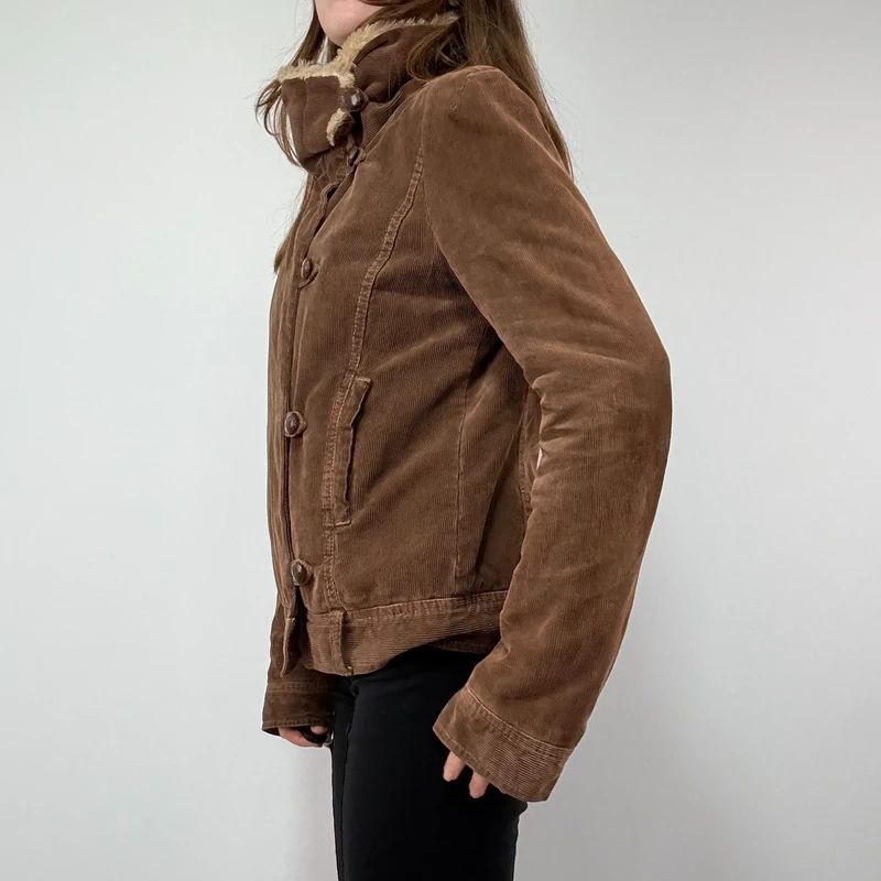 asymmetric brown cord jacket