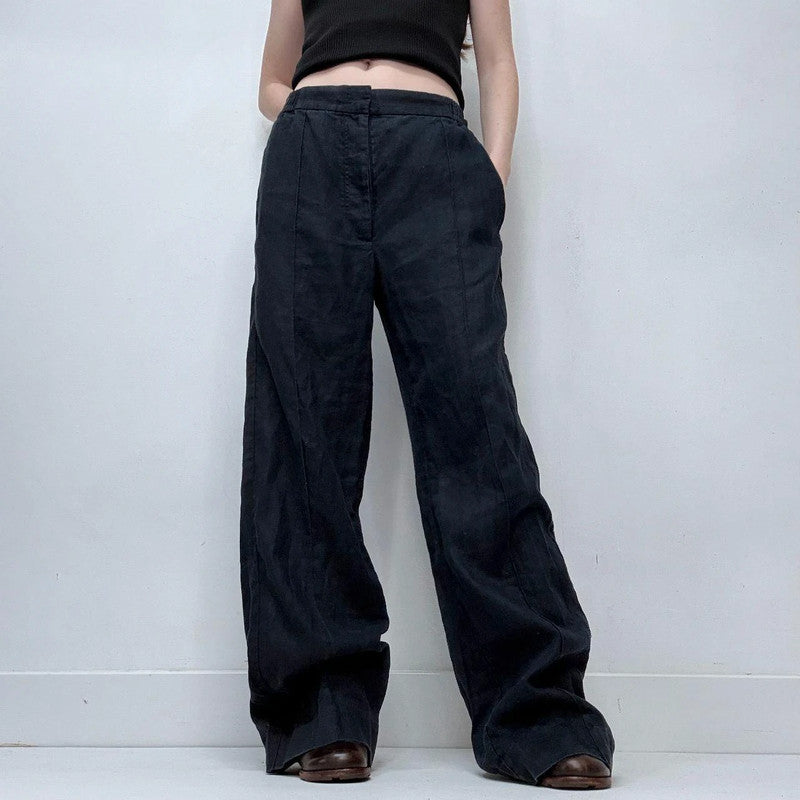 navy linen wide leg COS trousers