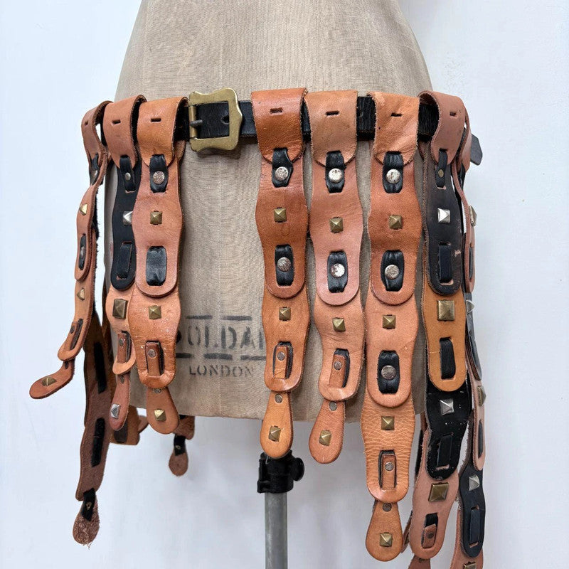 studded leather hanging boho belt