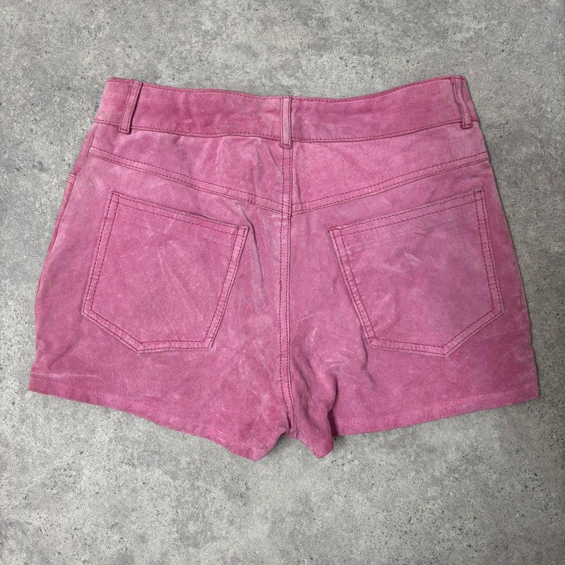 pink suede western mini shorts