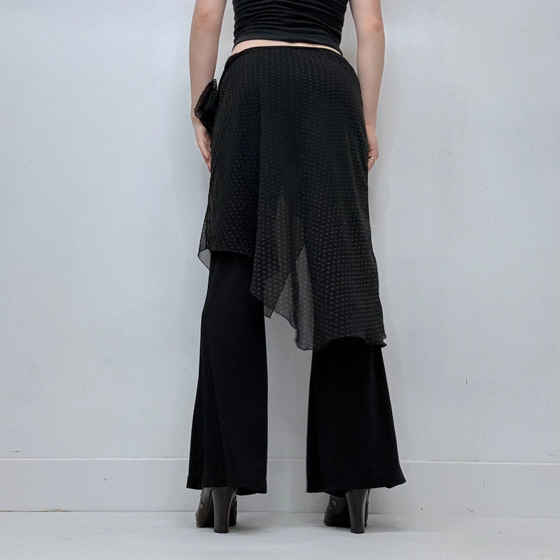 black layered polkadot skirt trousers