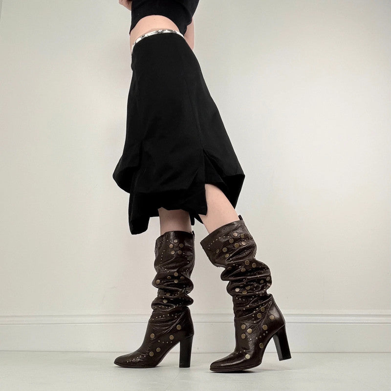 Cop Copine black pleated structured skirt