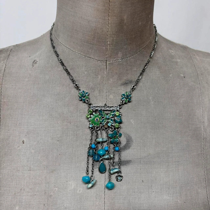 silver gemstone fairy summer necklace