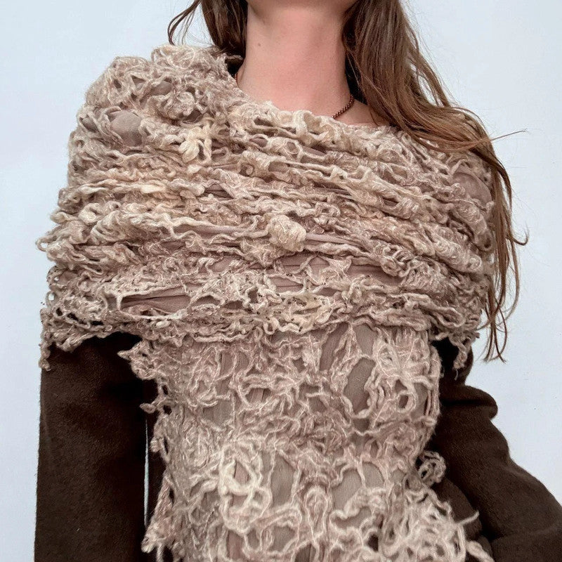 distressed flared wool cashe jumper