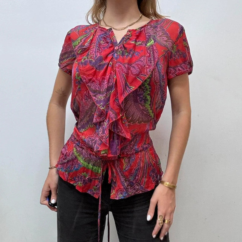 sheer floral silk paisley shirt