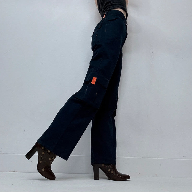navy fitted flared Dior cargo pants