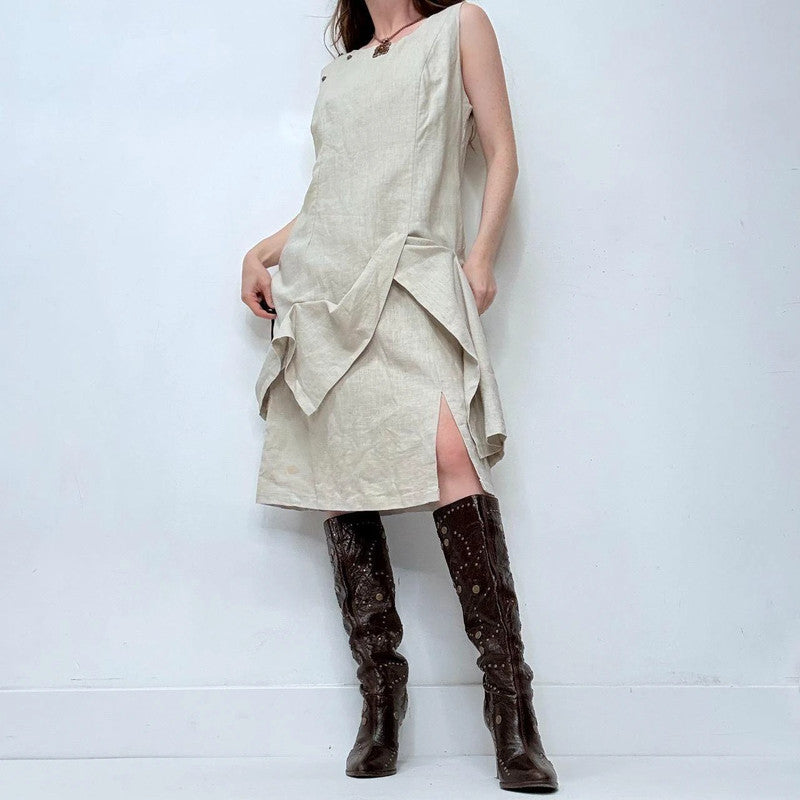 asymmetric linen maxi dress