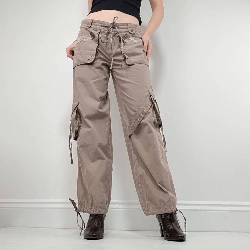 brown low rise tech trousers