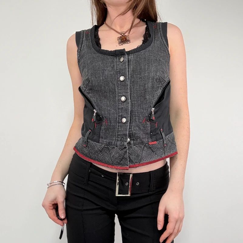 distressed structured utility vest