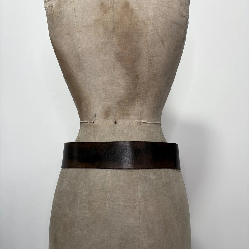 brown leather double link belt