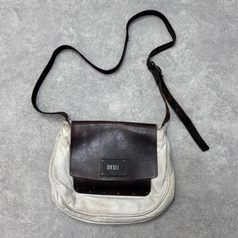 Distressed diesel leather crossbody bag