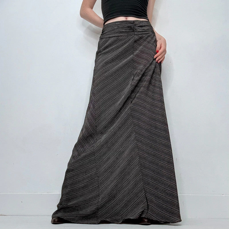 black pinstripe long maxi skirt