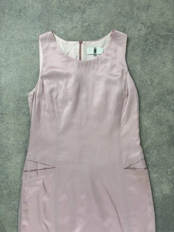 90s pink shiny fitted dress