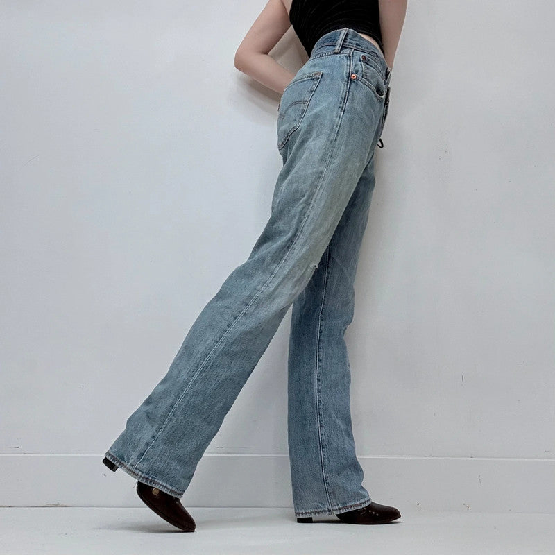 distressed denim straight leg levis jeans