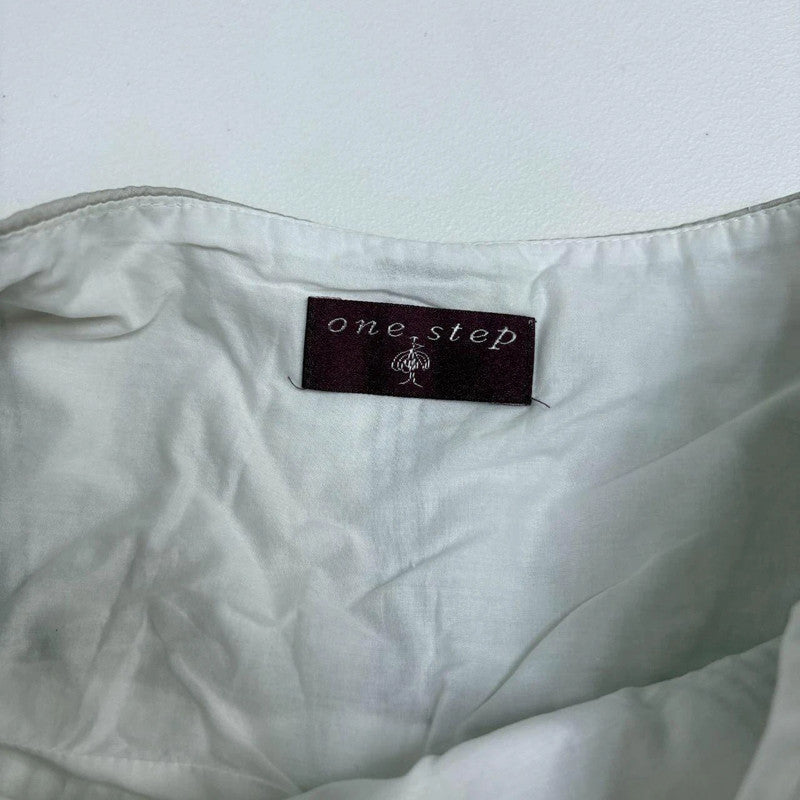 white gathered pleated puff skirt