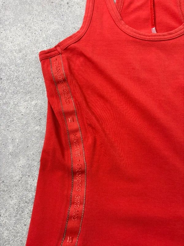 Marithé + François Girbaud gathered red midi dress
