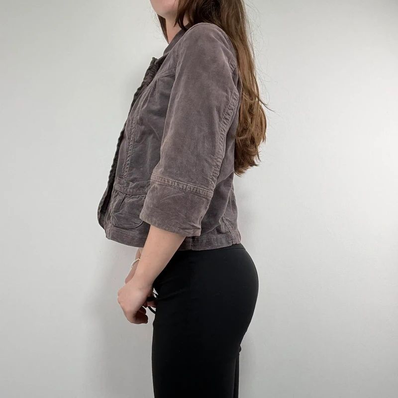 cropped button flared mini jacket
