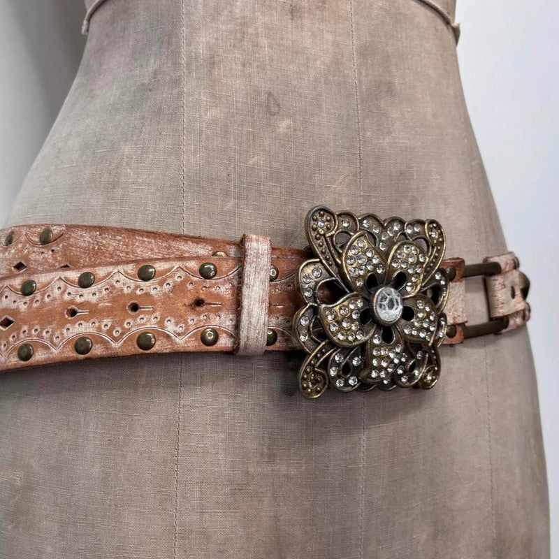 leather studded distressed belt