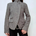 grey asymmetric preppy work blazer jacket
